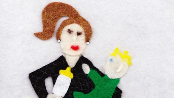 Felt image of Vivian Caldwell and son