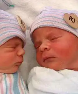 Identical twins born at 37 weeks