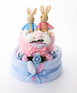 twin diaper cake for twin boy and girl