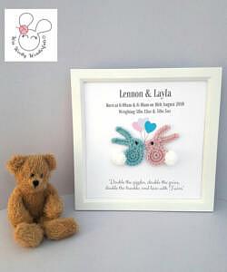 gift frame for twin baby shower 