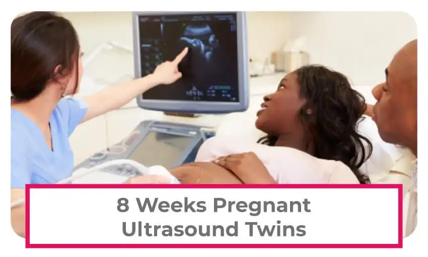 A collection of ultrasounds for twin pregnancies at 8 weeks. 