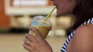 Woman drinking protein shake