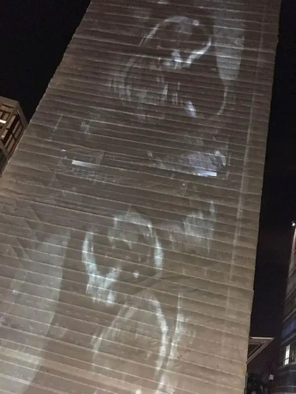 twin ultrasound projected on London building